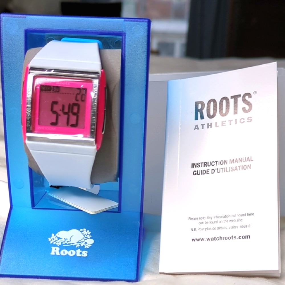 Roots Athletics Digital Watch - Pink and White